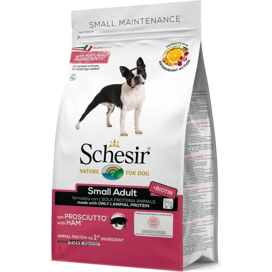 Schesir Small Maintenance Small Adult with Ham - Complete Food for Small Adult Dogs, 2 kg