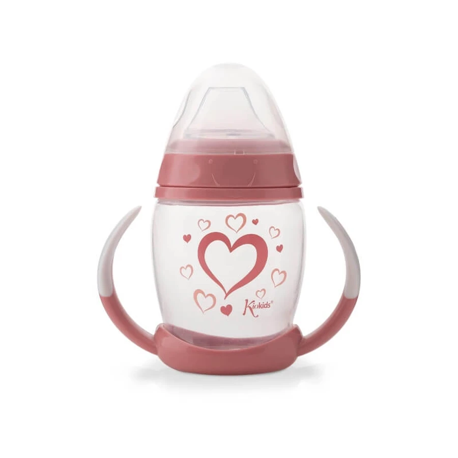Kiokids Stage 1 Anti-Colic Training Cup for Children, 6m+, Pink