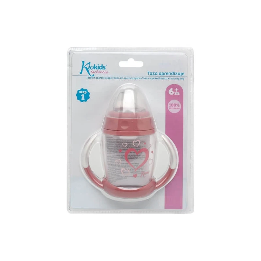 Kiokids Stage 1 Anti-Colic Training Cup for Children, 6m+, Pink