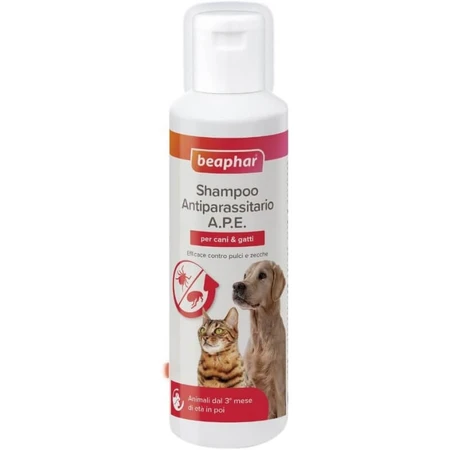 Beaphar Antiparasitic Shampoo a.p.e., specific treatment for ticks and fleas in dogs and cats, 200 ml