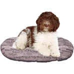 Ferplast Relax 78 – pernă ovală din bumbac lavabilă pentru câini și pisici, cu motiv urban maro, 78 x 50 cm