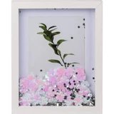Out of the Blue: Silver Wooden Picture Frame with Flowers and Glitter, 13x18cm