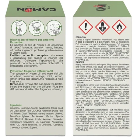 Camon Protection - Navulling voor diffuser met natuurlijk insectenafweermiddel, veilig voor gezinnen en huisdieren, 30 ml