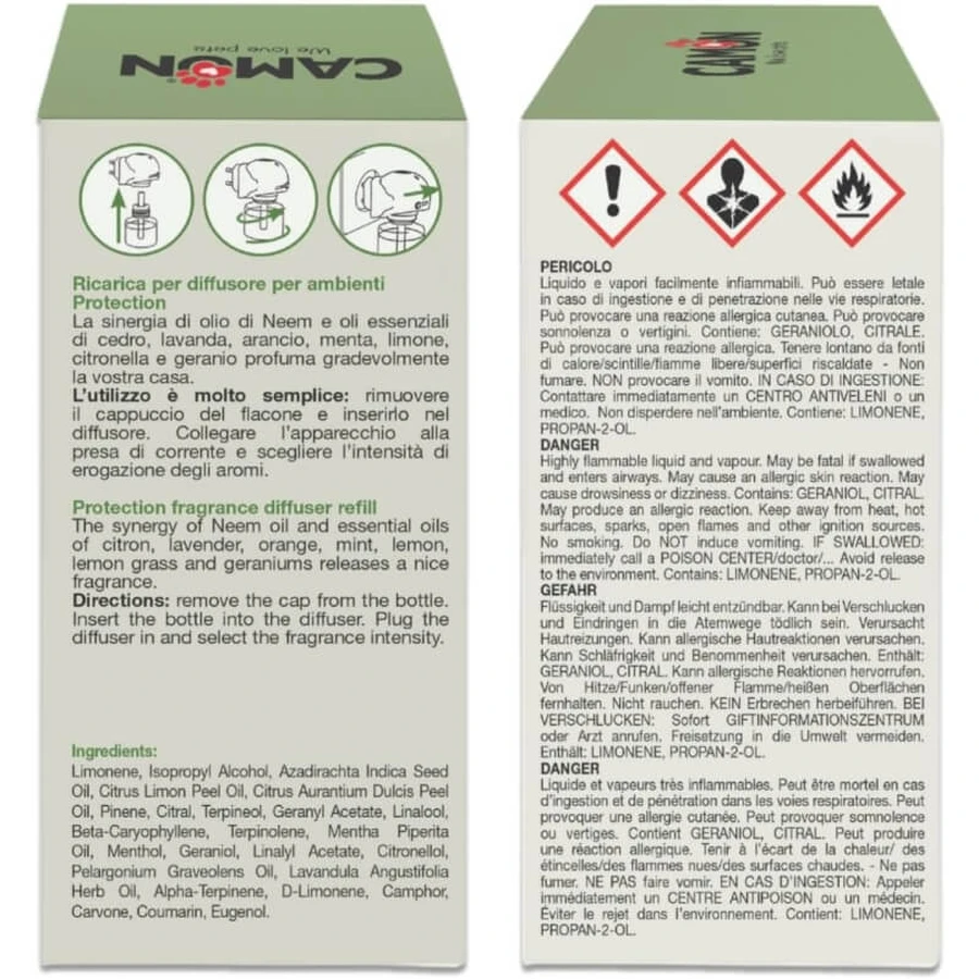 Camon Protection - Navulling voor diffuser met natuurlijk insectenafweermiddel, veilig voor gezinnen en huisdieren, 30 ml