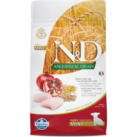Farmina N&amp;d Ancestral Grain Puppy Mini with Chicken - Complete Dog Food, 800 g