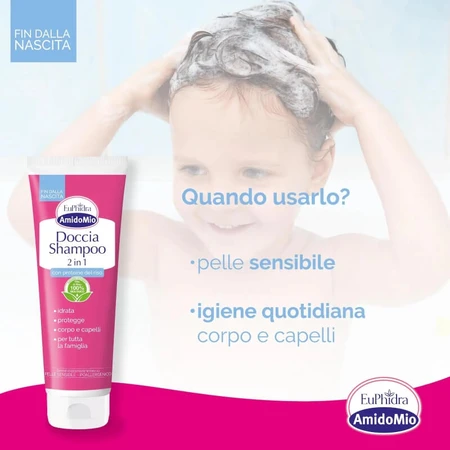 Euphidra Amidomio - 2-in-1 Shampoo and Body Wash for Hair and Body, 250 ml