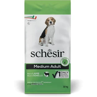 Schesir Medium Adult Lamb - Volledig voer voor volwassen honden van middelgroot formaat, 12 kg