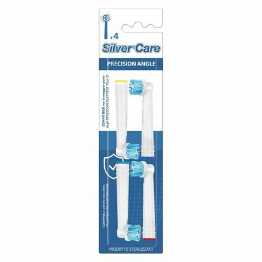 Silver Care Precision Angle – 4 compatibele vervangende opzetborstels voor elektrische tandenborstels