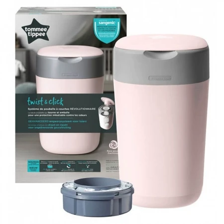 Sangenic Twist & Click - Diaper Pail + Refill (Pink)