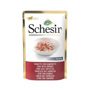 Schesir Tonnetto aux crevettes en gelée - Aliment complet pour chats adultes, 85 g