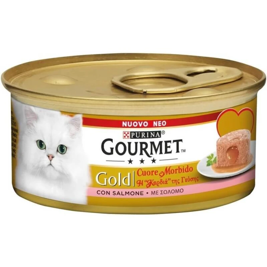 Purina Gourmet Gold Soft-Hearted Lachs – Alleinfuttermittel für ausgewachsene Katzen, 85 g