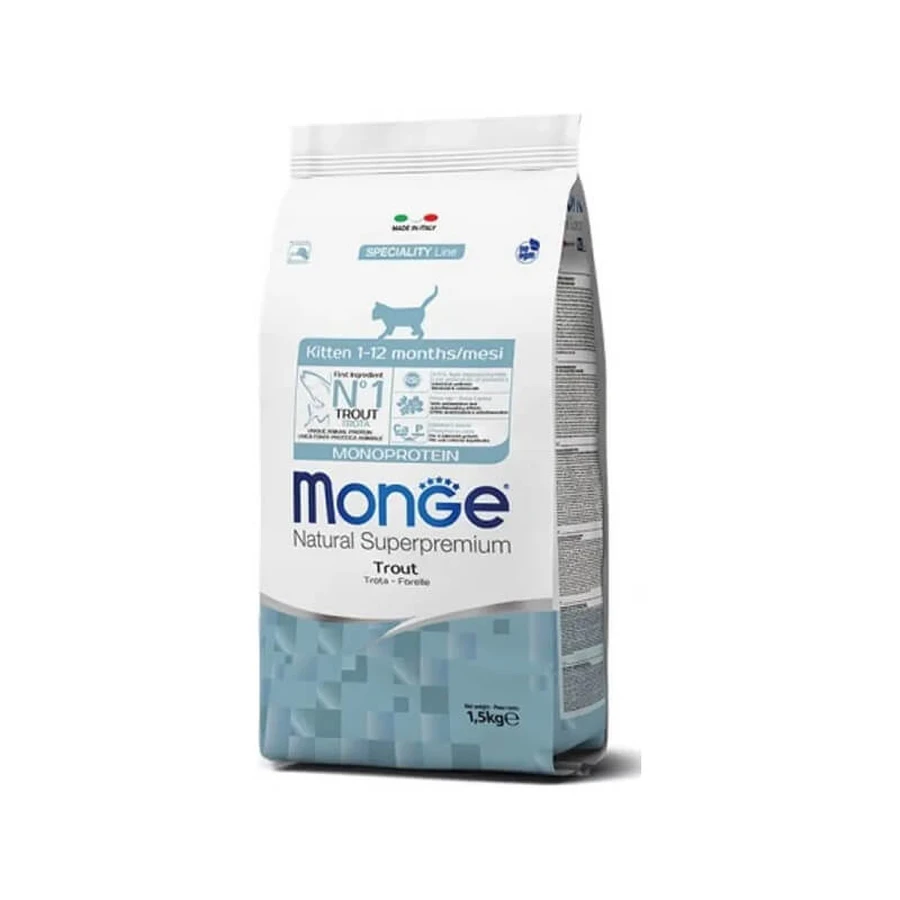 Monge Natural Superpremium Single-Protein Kitten – Trockenfutter für Kätzchen, Forellengeschmack, 1,5 kg