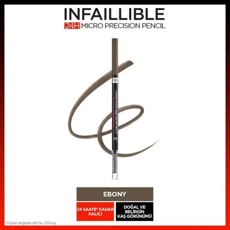 L'Oréal Paris Infaillible Brows 24h Micro Precision Pencil - Eyebrow Pencil No. 1.0 Ebony