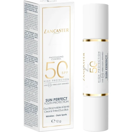 Lancaster Zonnebrandcrème voor het gezicht SPF 50 Stick - Anti-aging, tegen donkere vlekken, Sun Perfect Youth Protection, hoge beschermingsfactor, 12 g