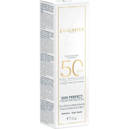 Lancaster Zonnebrandcrème voor het gezicht SPF 50 Stick - Anti-aging, tegen donkere vlekken, Sun Perfect Youth Protection, hoge beschermingsfactor, 12 g