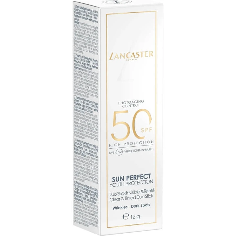 Lancaster Zonnebrandcrème voor het gezicht SPF 50 Stick - Anti-aging, tegen donkere vlekken, Sun Perfect Youth Protection, hoge beschermingsfactor, 12 g