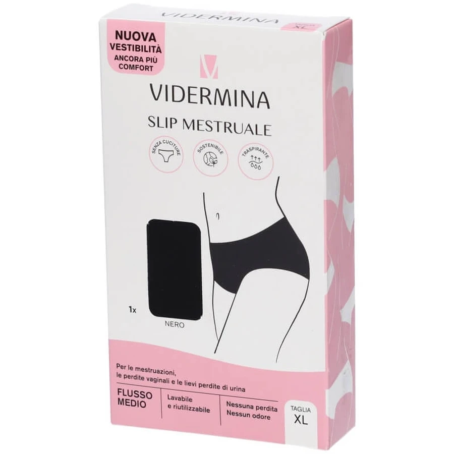 Vidermina herbruikbare menstruatieslipjes, hoge taille, maat XL, zwart