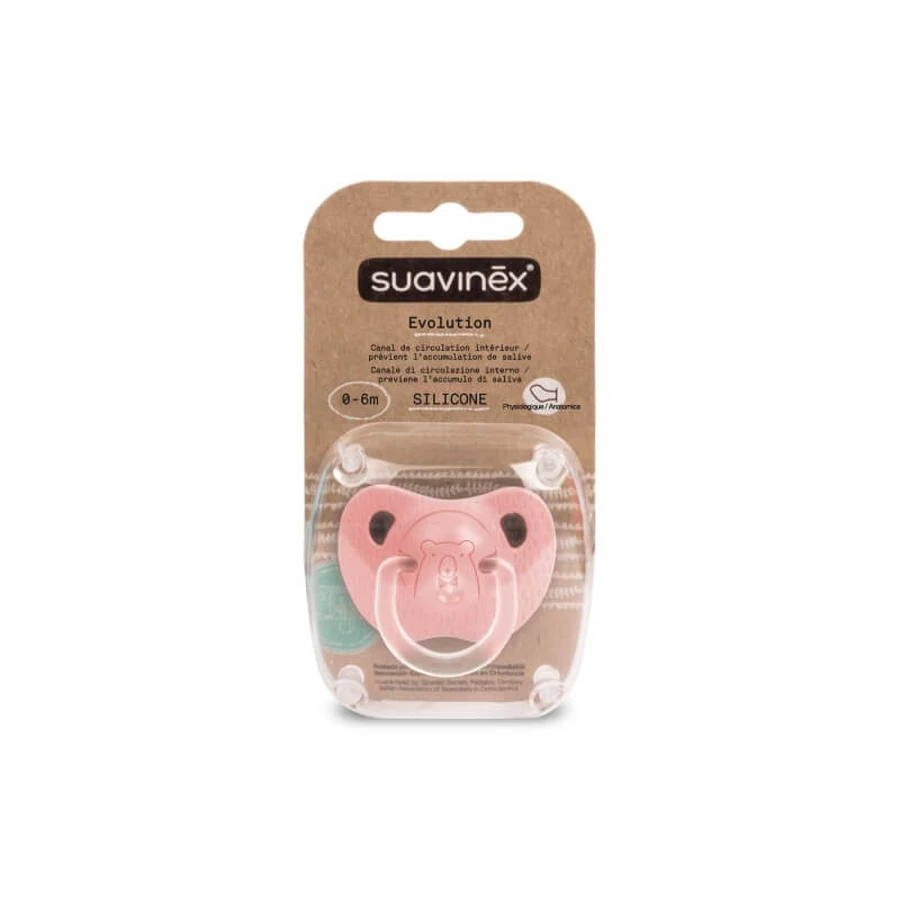 Suavinex Evolution - Anatomische fopspeen, 0% bisfenol, roze, 0–6 maanden