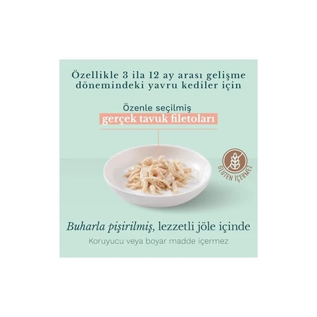 Schesir Kitten Care Tiras de pollo - Alimento completo para gatitos, 85 g