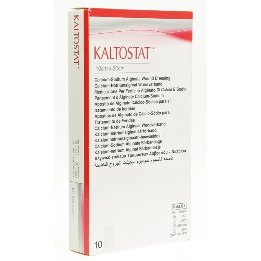 Kaltostat - Alginate Dressing for Exudative Wounds, 10 dressings, 10 cm x 20 cm