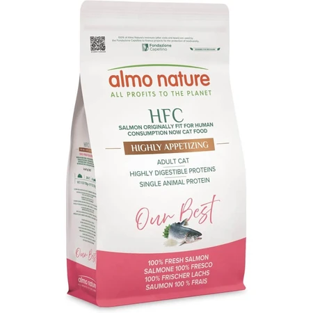 Almo Nature HFC « Our Best » – Saumon très appétissant – Aliment complet pour chats adultes, 1,2 kg