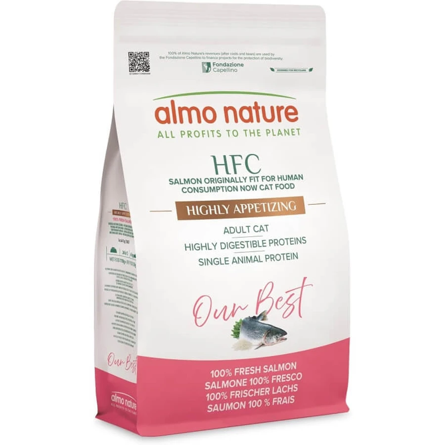 Almo Nature HFC « Our Best » – Saumon très appétissant – Aliment complet pour chats adultes, 1,2 kg