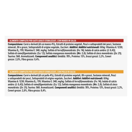 Purina Pro Plan Adult Sterilized Mix Pollo y ternera - Comida húmeda para gatos adultos esterilizados, 24 bolsitas de 85 g cada una