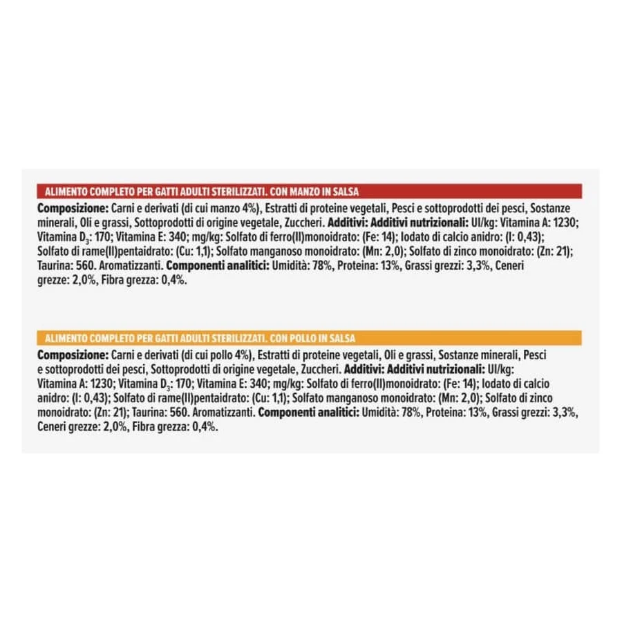 Purina Pro Plan Adult Sterilized Mix Pollo y ternera - Comida húmeda para gatos adultos esterilizados, 24 bolsitas de 85 g cada una