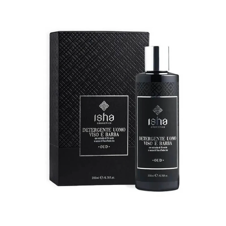 Limpiador facial y para la barba sin sulfatos Isha para hombres, 200 ml