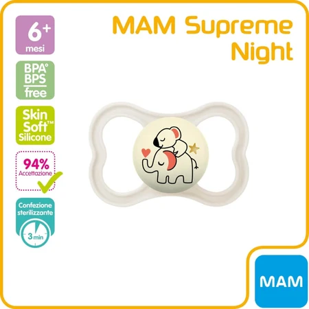 Mam Supreme Night - Glowing Silicone Pacifier, 6 months+, Neutral