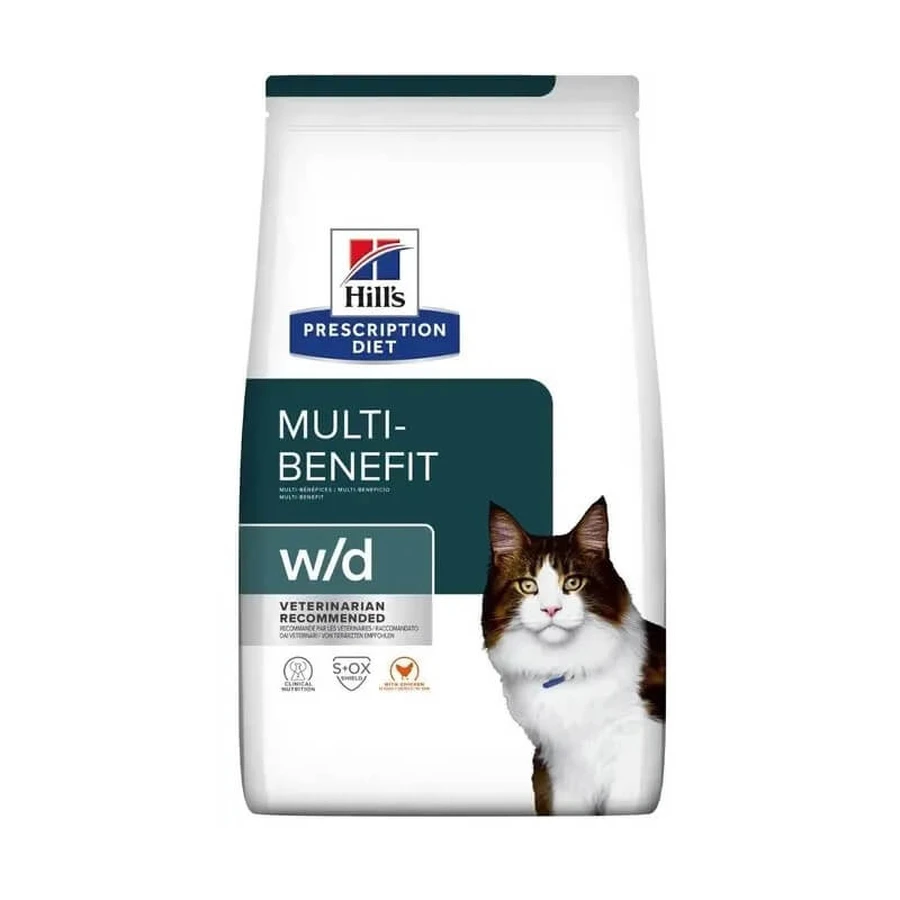 Hill's Prescription Diet w/d Multi-Benefit kattenvoer voor gewichtsbeheersing, kipsmaak, 1,5 kg