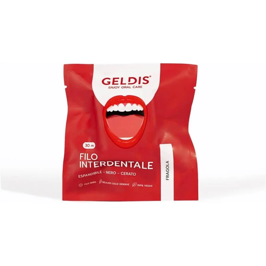 Geldis Fragola - Zwarte, gewaxte, verstelbare tandzijde, 30 meter
