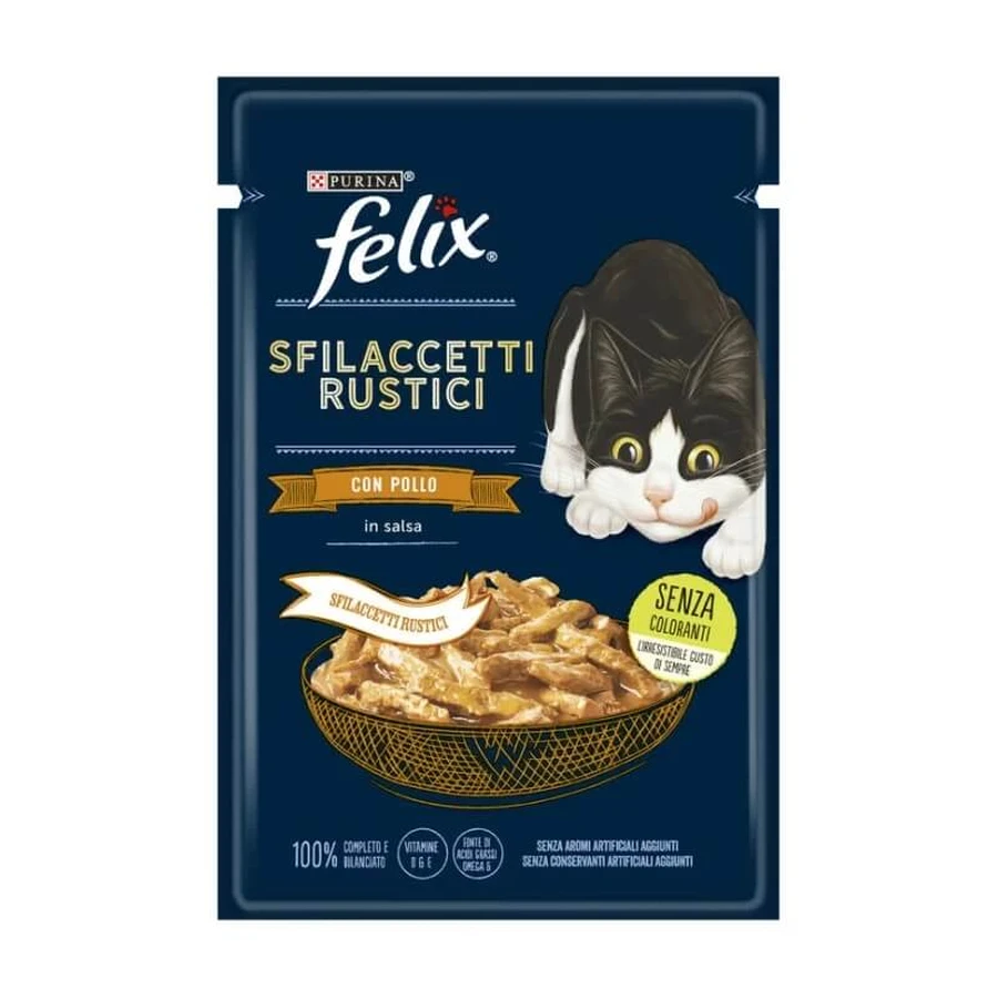 Purina Felix Rustic Chicken Strips – Alleinfuttermittel für Katzen, 80 g