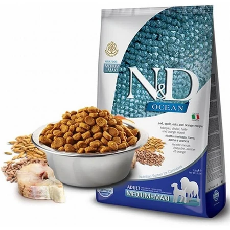 Farmina N&amp;d Ocean Adult Medium &amp; Maxi with Cod - Complete Dog Food, 12 kg