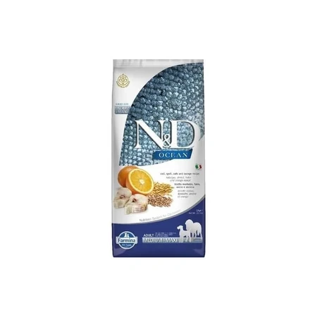 Farmina N&amp;d Ocean Adult Medium &amp; Maxi with Cod - Complete Dog Food, 12 kg