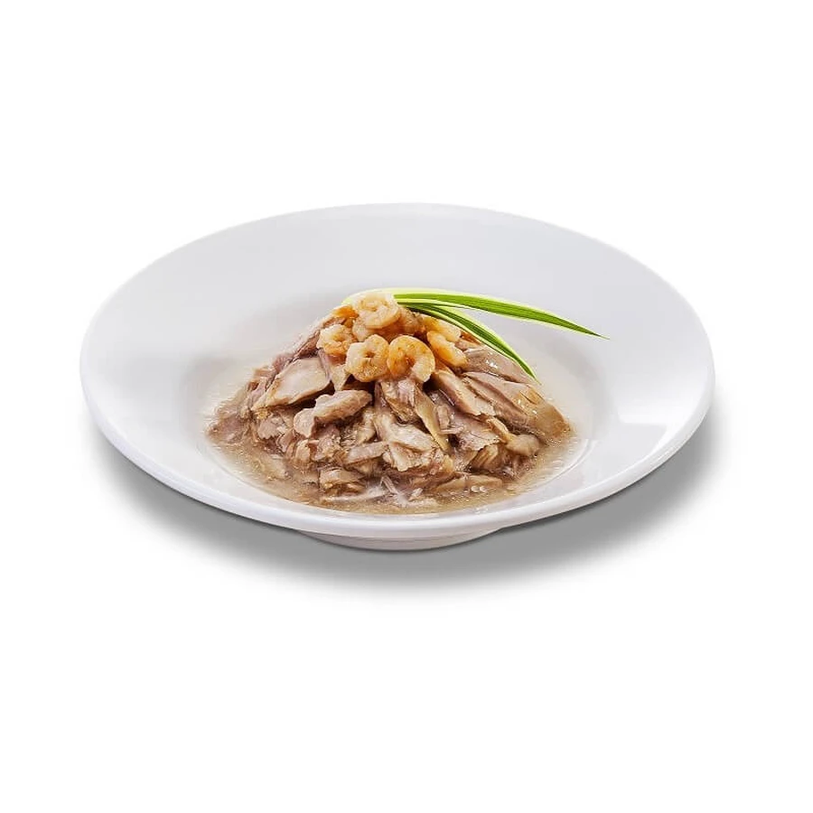 Cherie Atún con gambas en salsa para el control de las bolas de pelo - Pienso completo para gatos, 80 g