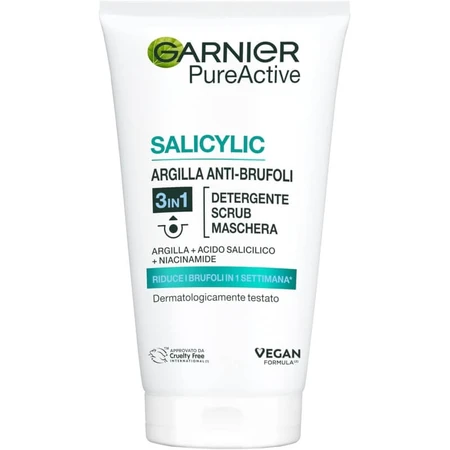 Garnier Salicylic Clay Anti-Acne – 3-in-1-Reiniger, Peeling und Maske – 150 ml
