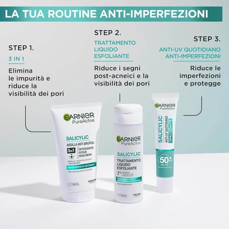 Garnier Salicylic Clay Anti-Acne – 3-in-1-Reiniger, Peeling und Maske – 150 ml