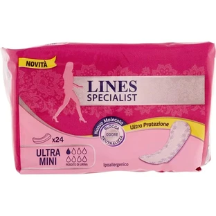 Lines Specialist Ultra Mini - 24 salvaslips largos para incontinencia leve