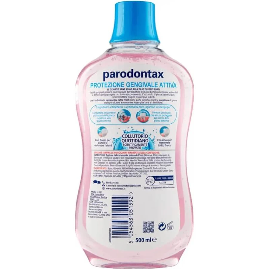 Parodontax Extra Fresh Protección de las encías - Enjuague bucal para unas encías y unos dientes sanos, 500 ml