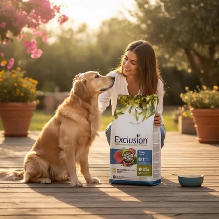 Exclusion Mediterraneo Single-Protein Formula for Medium-Breed Adult Dogs with Tuna - Complete Food for Adult Medium-Breed Dogs, 12 kg