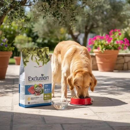 Exclusion Mediterraneo Single-Protein Formula for Medium-Breed Adult Dogs with Tuna - Complete Food for Adult Medium-Breed Dogs, 12 kg