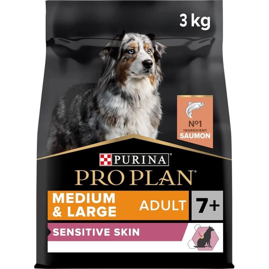 Purina Pro Plan Adult 7 Plus Sensitive Skin pentru câini de talie medie și mare, cu somon – hrană completă pentru câini, 3 kg