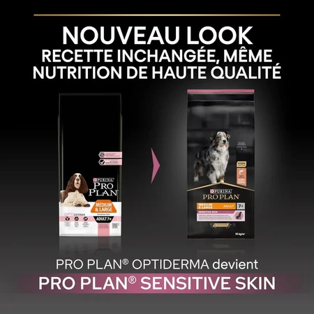 Purina Pro Plan Adult 7 Plus Sensitive Skin pentru câini de talie medie și mare, cu somon – hrană completă pentru câini, 3 kg