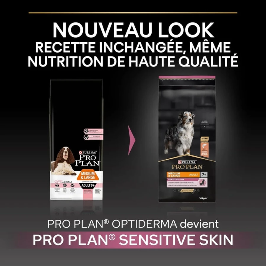 Purina Pro Plan Adult 7 Plus Sensitive Skin pentru câini de talie medie și mare, cu somon – hrană completă pentru câini, 3 kg