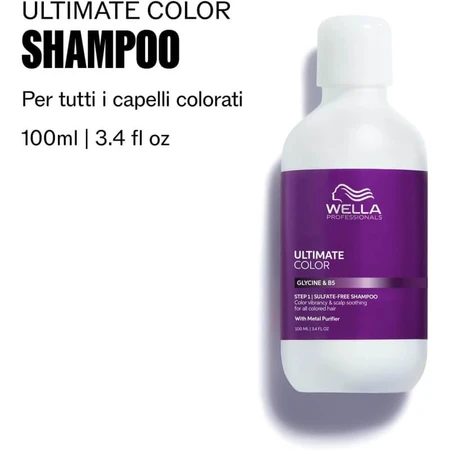 Wella Ultimate Color Stap 1 Beschermende en zuiverende shampoo voor gekleurd haar, 100 ml