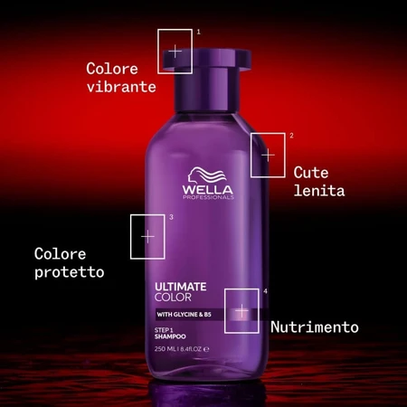 Wella Ultimate Color Stap 1 Beschermende en zuiverende shampoo voor gekleurd haar, 100 ml
