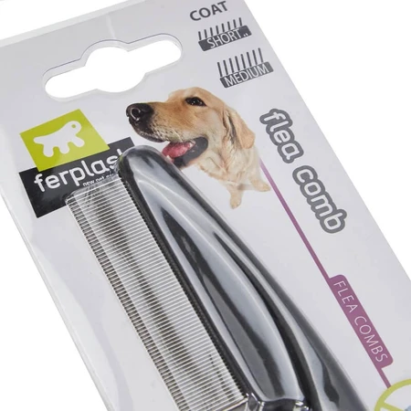 Ferplast Gro 5838 - Vlooienkam voor honden en katten met een korte tot halflange vacht, met dicht op elkaar geplaatste tanden en een afgeronde punt