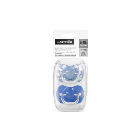 Suavinex Wild & Free - 2 ergonomische fopspenen, 6–18 maanden, lichtblauw