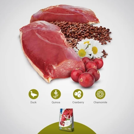 Farmina N&amp;d Urinary Quinoa con pato, arándanos y manzanilla - Alimento completo para gatos adultos, 5 kg